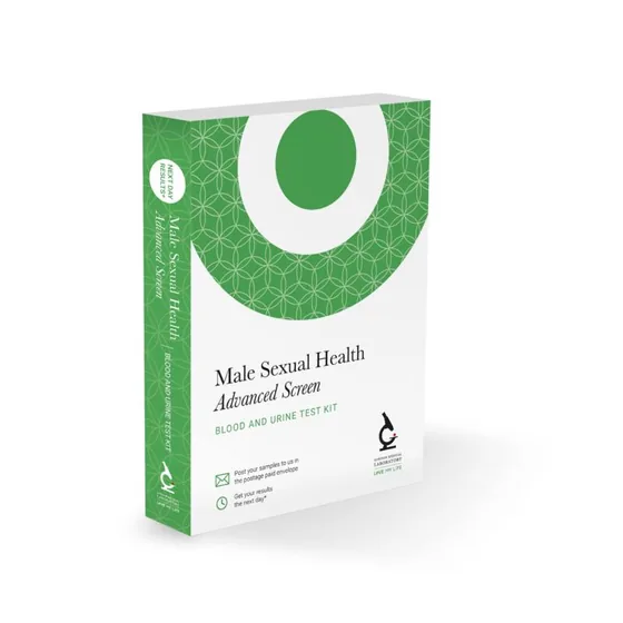 Male Sexual Health — blood test kit box