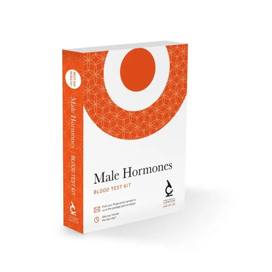 Male Hormones — blood test kit box