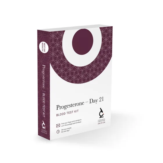 Progesterone — blood test kit box