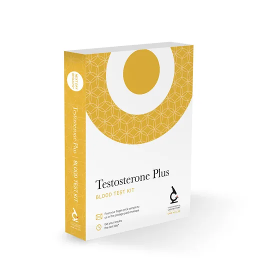 Testosterone Plus — blood test kit box